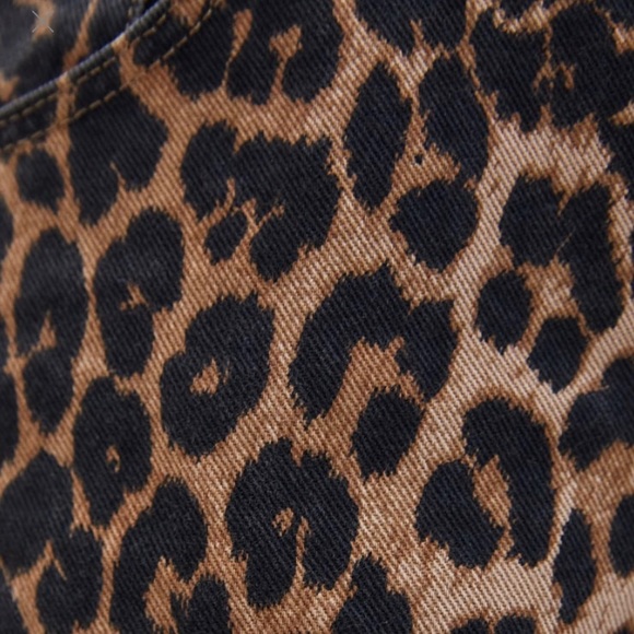 NEW Zara Leopard Mid-Rise Wide Leg Culotte Jeans - Picture 5 of 7